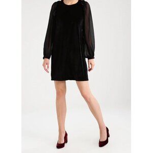 Molly Bracken Black Velvet Dress Sheer Puff Sleeves Size XS - S Whimsigoth